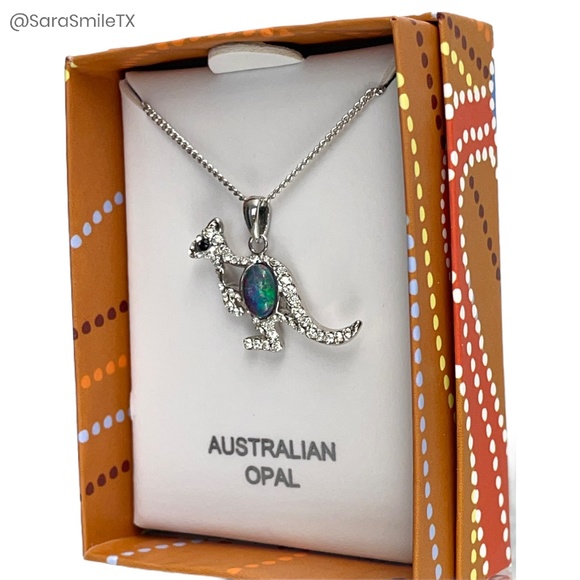 TOSCOW Genuine Australian Kangaroo Opal & Sterling Silver Necklace - NIB - Picture 6 of 15